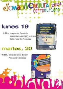 semana cultural cerro muriano 2024, programa lunes y martes