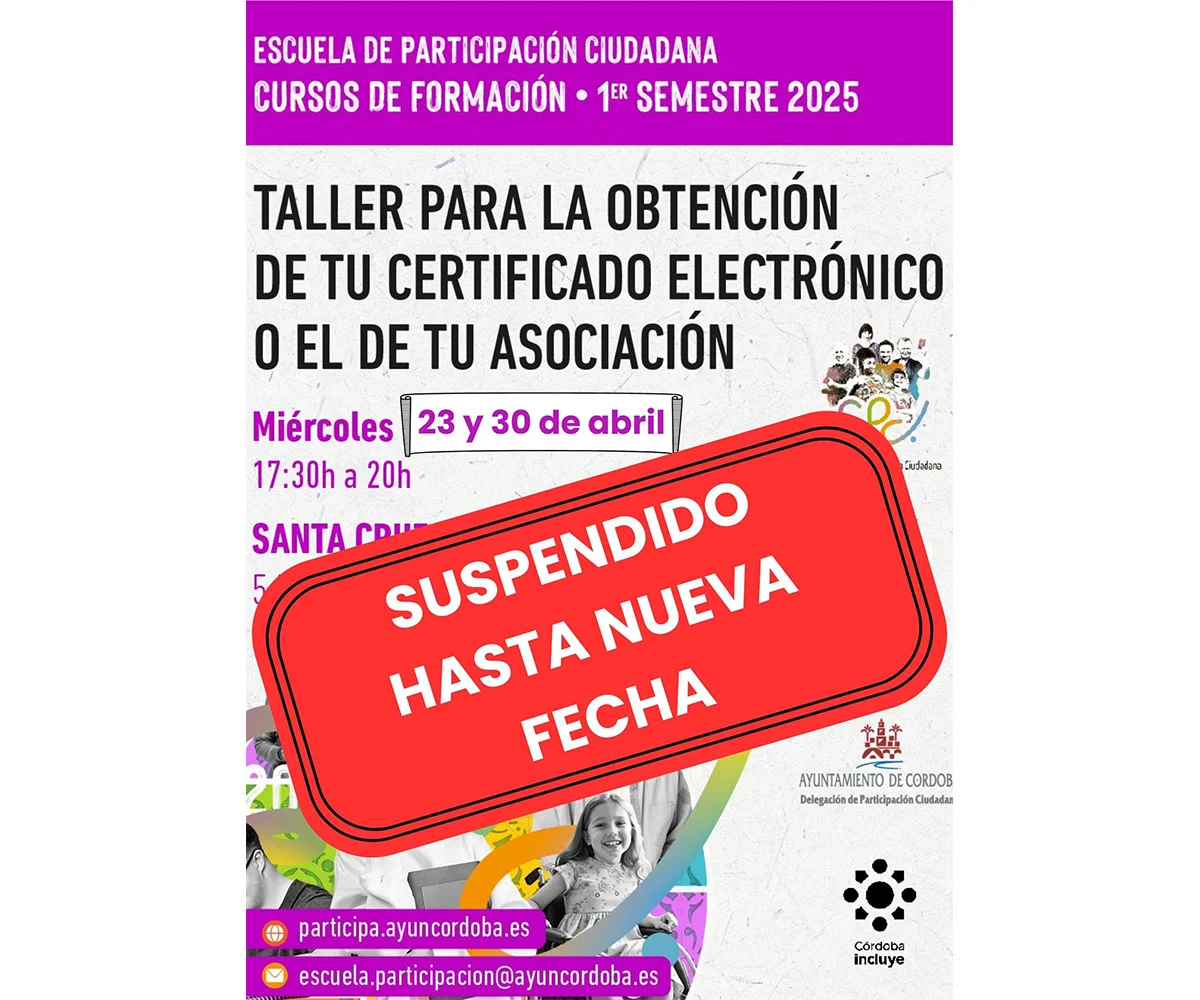 SUSPENDIDO TALLER DE CERTIFICADO DIGITAL