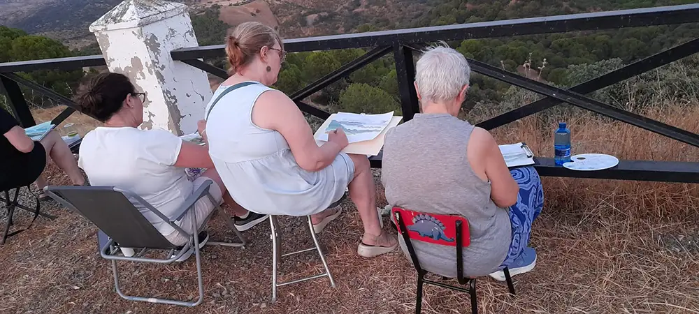 Imágenes del taller de pintura al aire libre en Cerro Muriano