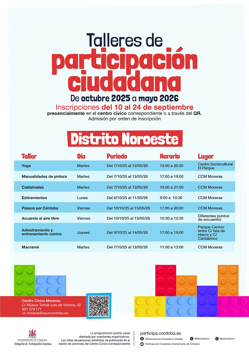 Programación Talleres Socioculturales de Participación Ciudadana en el Distrito noroeste