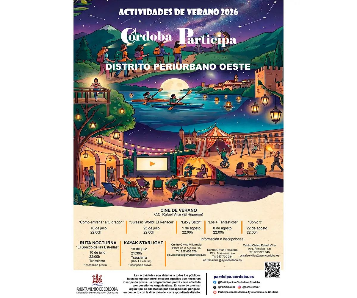 Cine de verano, ruta nocturna y kayak en Distrito Periurbano Oeste