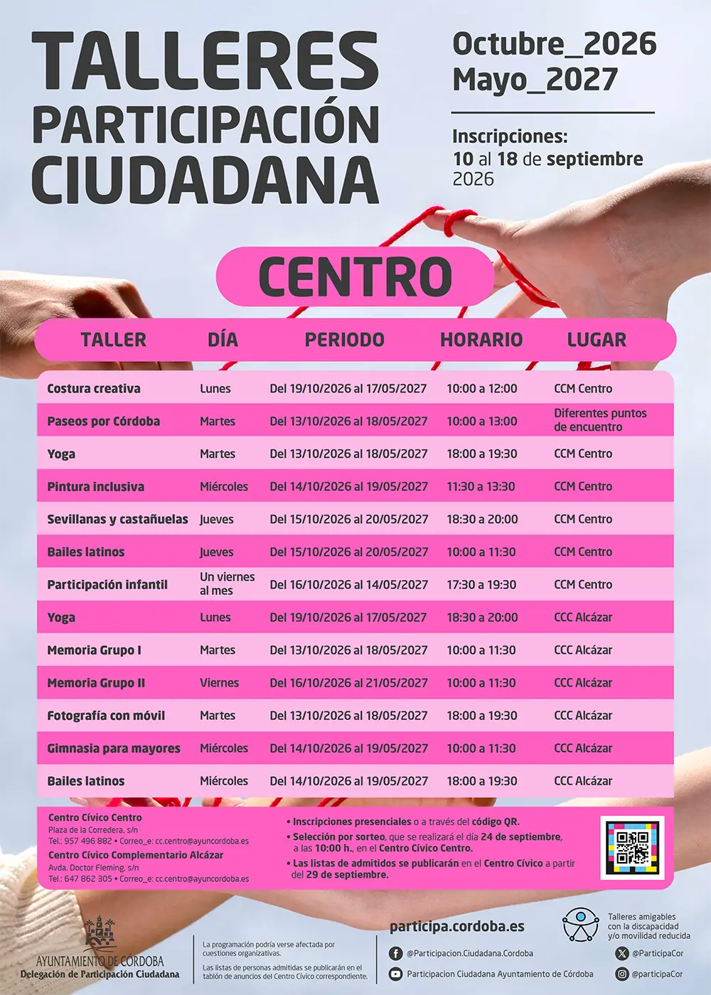 Talleres de Participación Ciudadana del Distrito Centro 2026-2027 en Córdoba