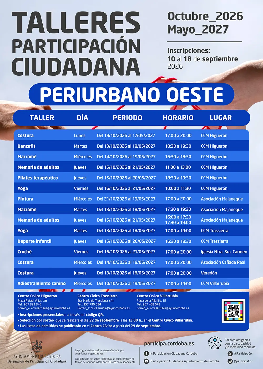 Talleres de Participación Ciudadana del Distrito Periurbano Oeste 2026-2027 en Córdoba