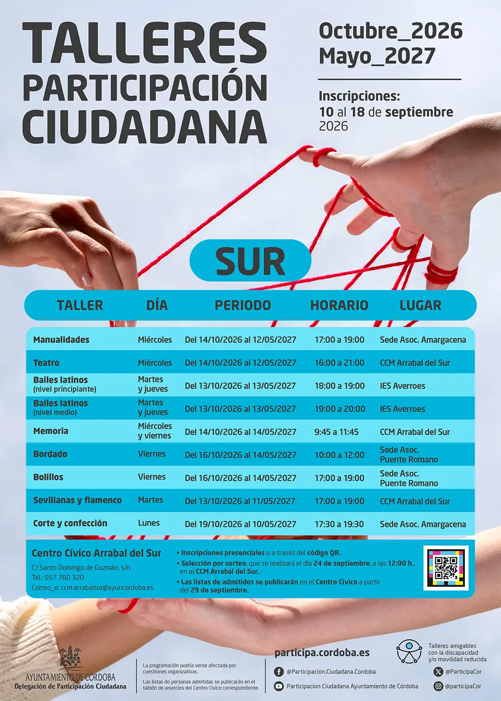 Talleres de Participación Ciudadana del Distrito Sur 2026-2027 en Córdoba