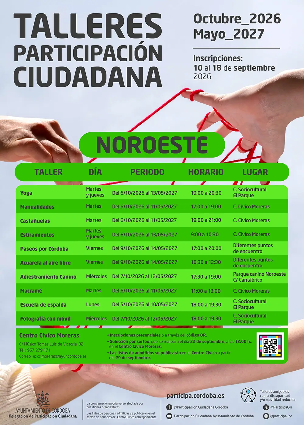 Talleres de Participación Ciudadana del Distrito Noroeste 2026-2027 en Córdoba