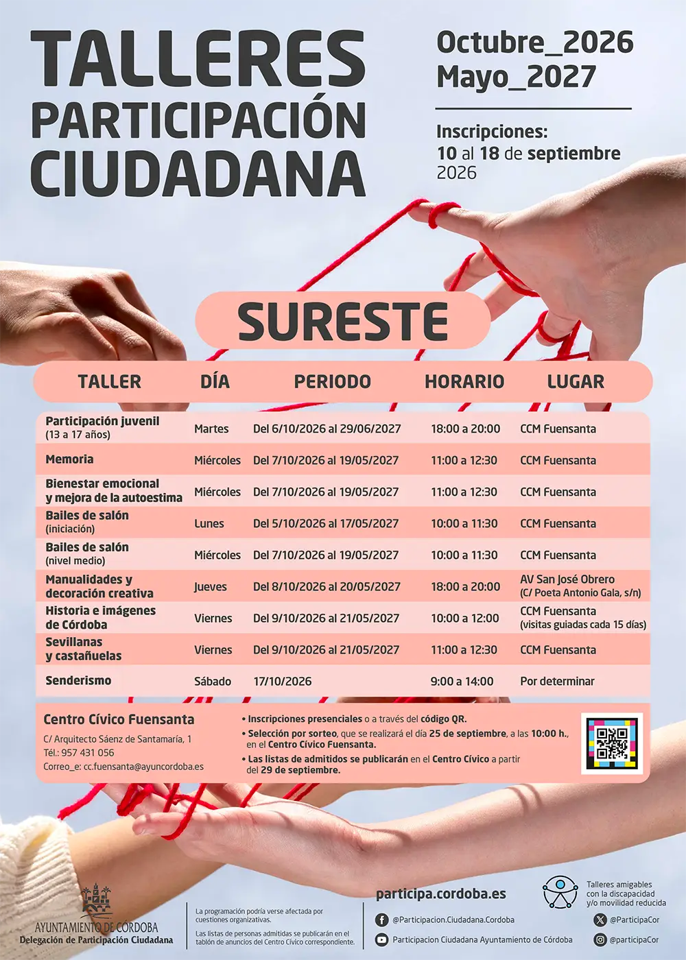 Talleres de Participación Ciudadana del Distrito Sureste 2026-2027 en Córdoba