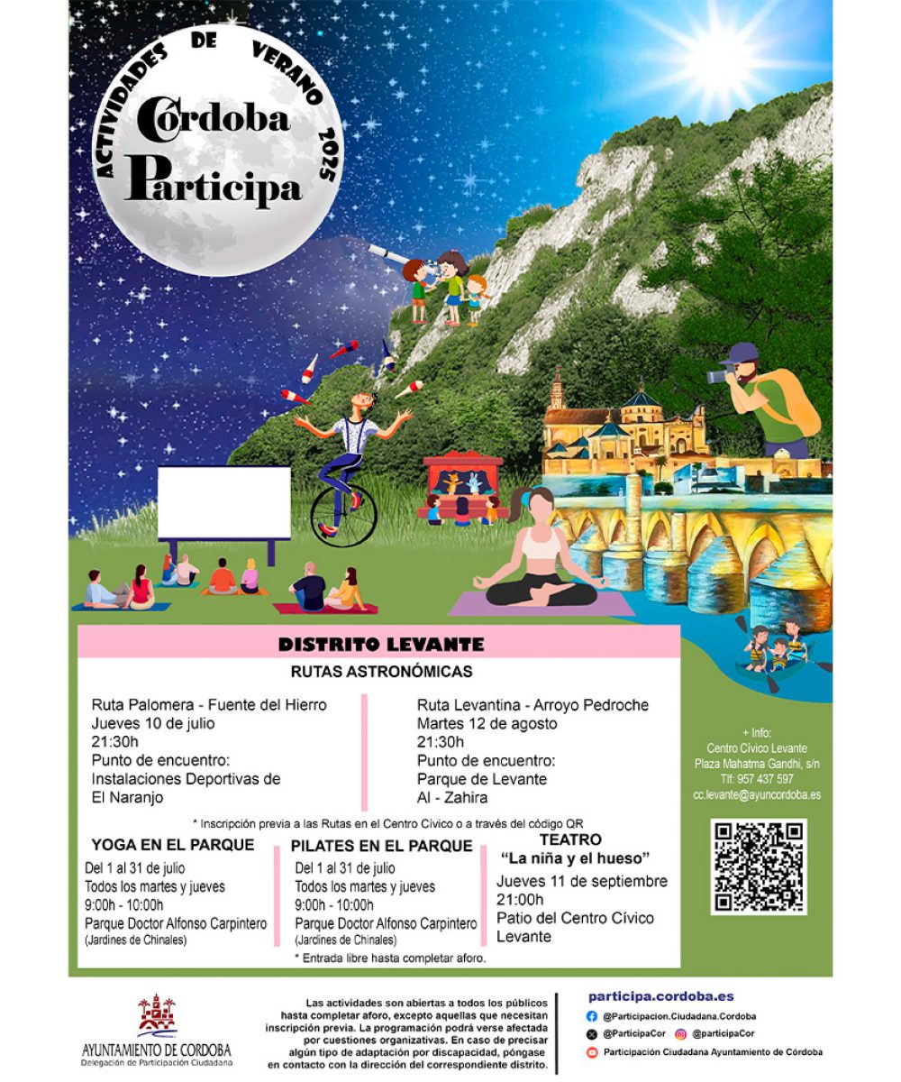 Cartel de las actividades del verano 2025 en el distrito levante