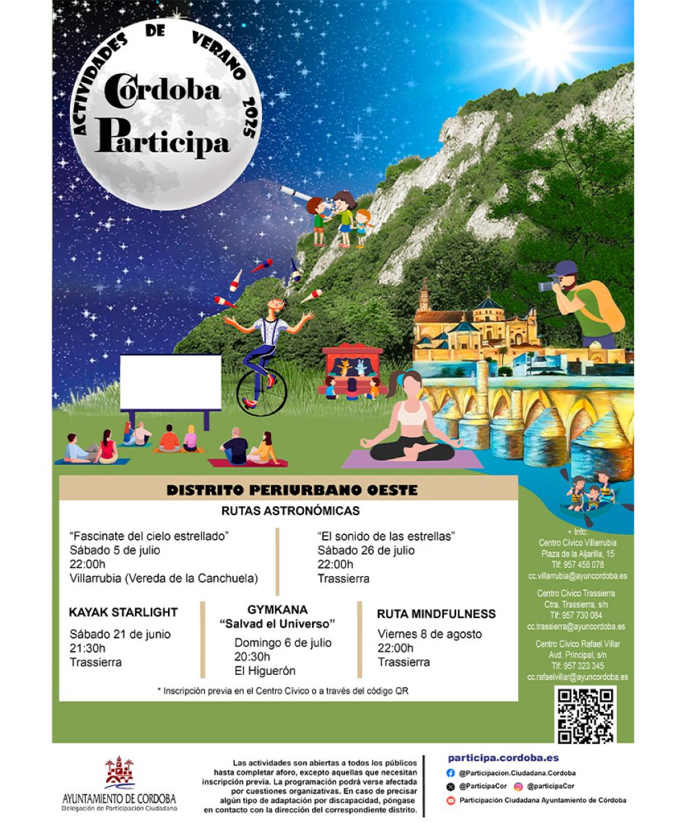 Cartel de las actividades del verano 2025 en el distrito periurbano oeste