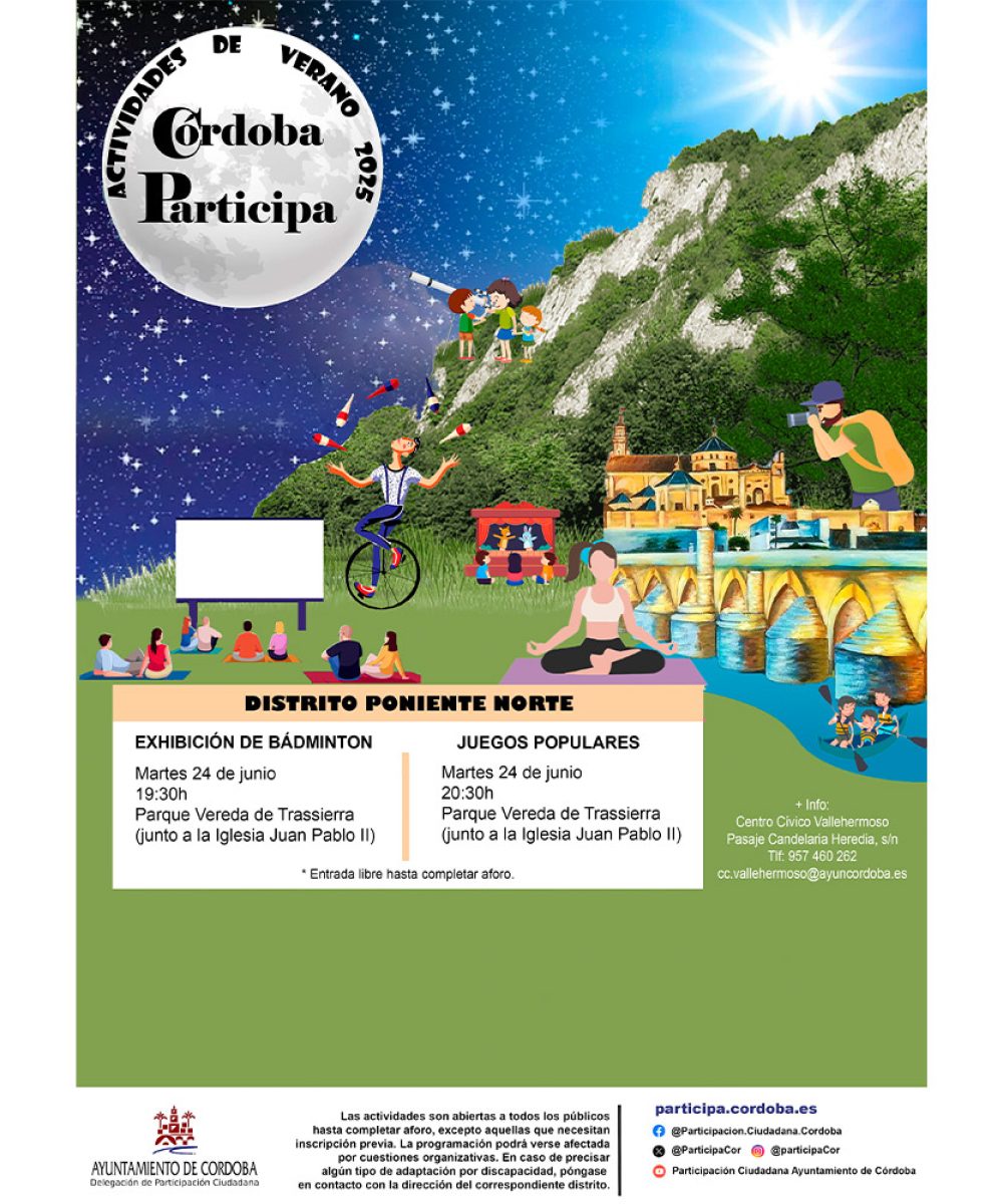 Cartel de las actividades del verano 2025 en el distrito poniente norte