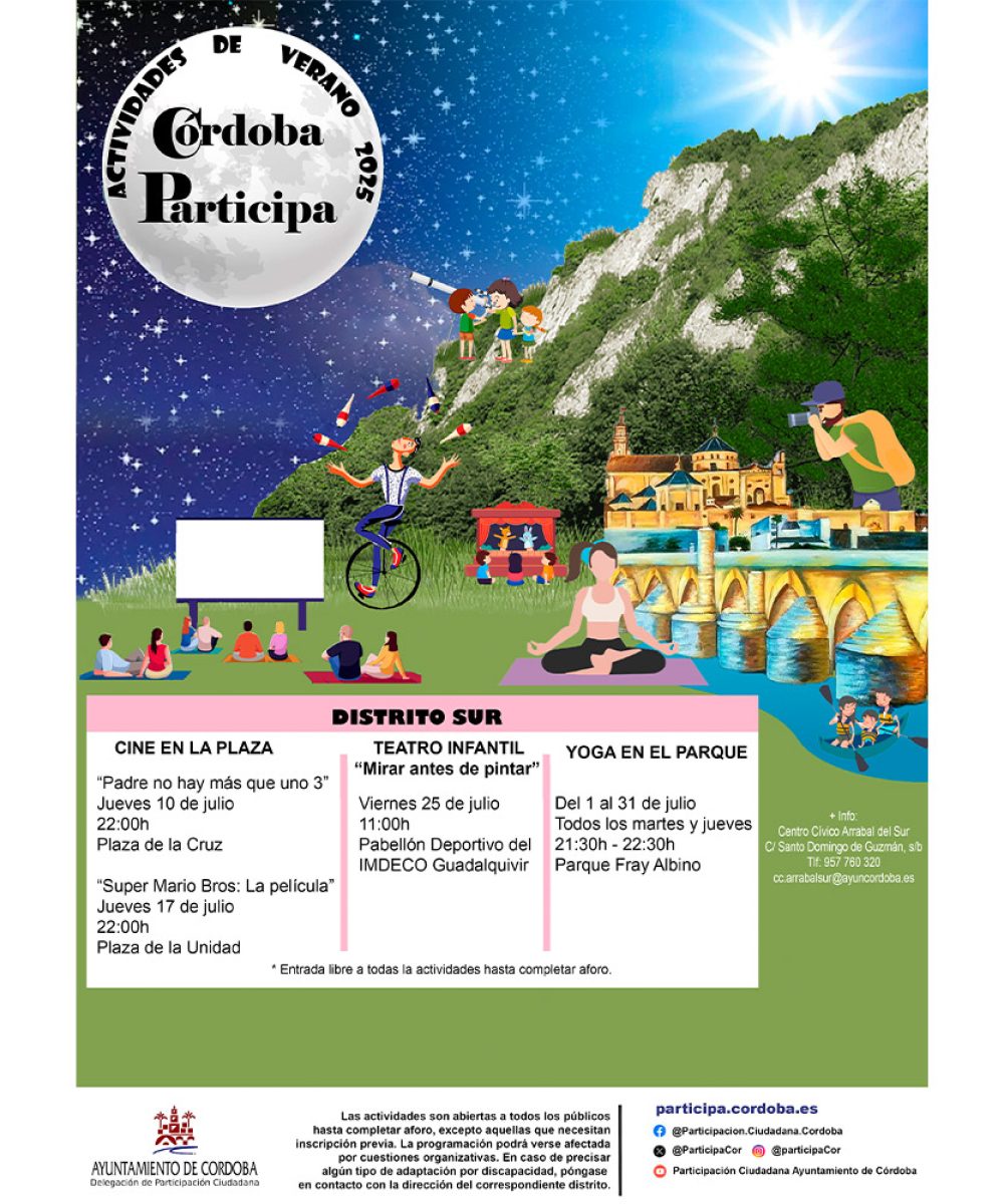 Cartel de las actividades del verano 2025 en el distrito sur