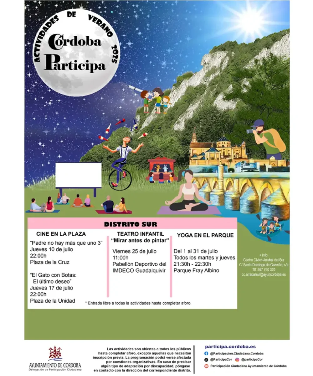 cartel de las actividades de verano en el distrito sur